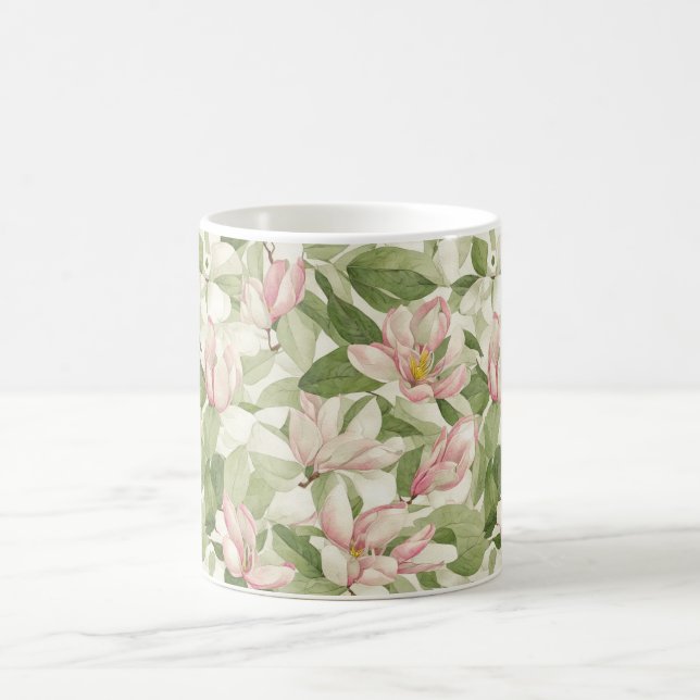 Caneca De Café Magnolias Brancas e Rosa Vintage (Centro)