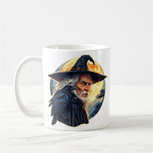 Caneca De Café Mago com um Corvo - Diversão de Fã de Halloween 2