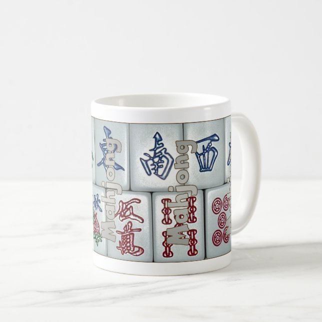 Caneca De Café Mahjong em azulejos (ajuste 6) (Frente Esquerda)
