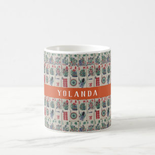 Caneca De Café Mahjong Tiles Pattern Personalized
