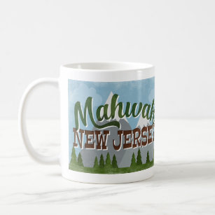 Caneca De Café Mahwah New Jersey Divertimento Retro Montanhas Sno