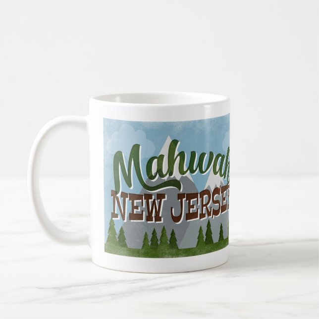 Caneca De Café Mahwah New Jersey Divertimento Retro Montanhas Sno (Esquerda)