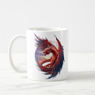 Caneca De Café Maiestoso Dragão de Fogo - Fantasia Epic