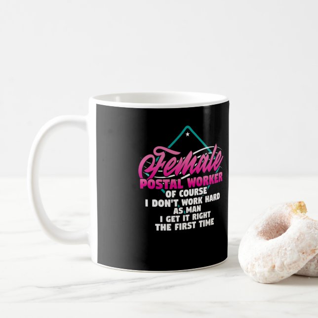 Caneca De Café Mail Lady Carrier Female Postal Trabalha Como (Com Donut)