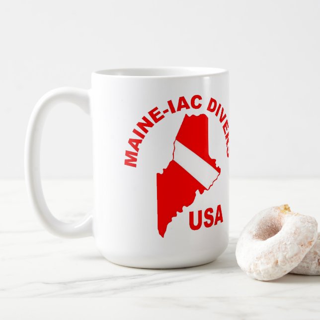 Caneca De Café Maineiac Divers Classic Logo 15oz Mug (Com Donut)