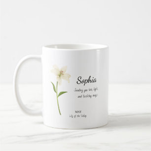 Caneca De Café Maio Lírio do Vale Aniversário Personalizado