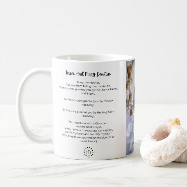Caneca De Café Maio — Mês de Mary Três Ave Mary Mug (Com Donut)