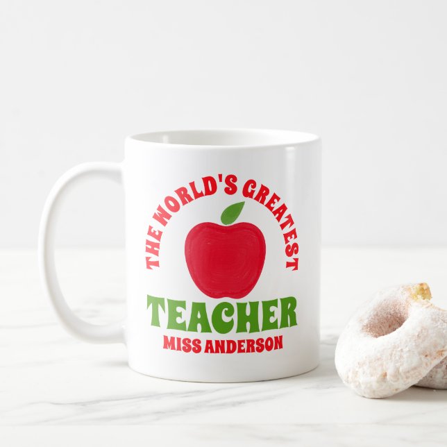Caneca De Café Maior Apple de Professores do Mundo (Com Donut)