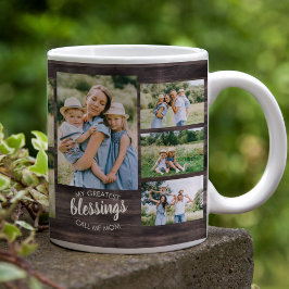 Caneca De Café Maiores Bênçãos Citação 12 Foto Madeira Rústica
