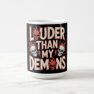 Caneca De Café Mais Alto Que Meus Demônios: Caveira Gótica e Cham