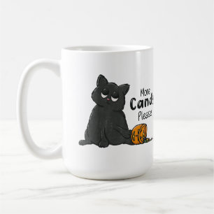 Caneca De Café Mais Doces Por Favor Halloween Gato Preto
