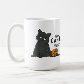 Caneca De Café Mais Doces Por Favor Halloween Gato Preto