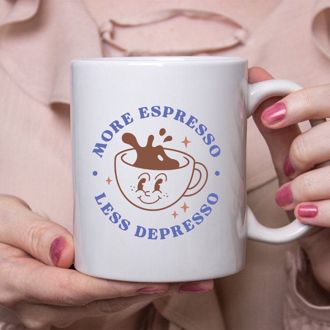 Caneca De Café Mais Espresso, Menos Depresso Engraçado (Criador carregado)