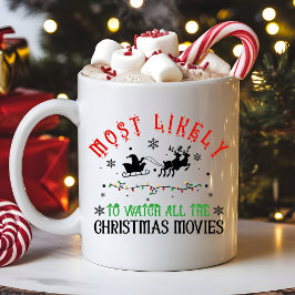 Caneca De Café Mais Propenso a Assistir aos Filmes de Natal Engra