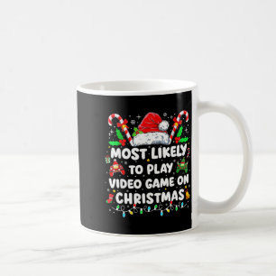 Caneca De Café Mais Propenso a Jogar Video Games no Natal Engraça