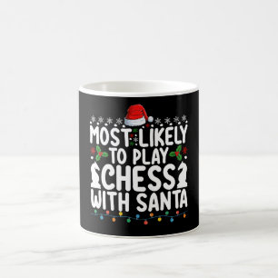 Caneca De Café Mais Provável a Jogar Xadrez com o Papai Noel Nata