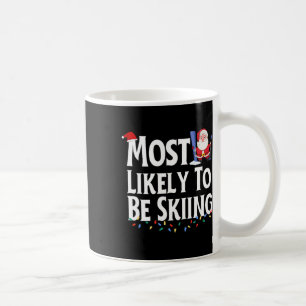 Caneca De Café Mais Provável de Estar Esquiando Natal Engraçado