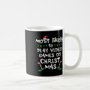 Caneca De Café Mais Provável Jogar Vídeo Jogo Natal Família Xmas