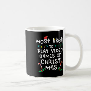 Caneca De Café Mais Provável Jogar Vídeo Jogo Natal Família Xmas