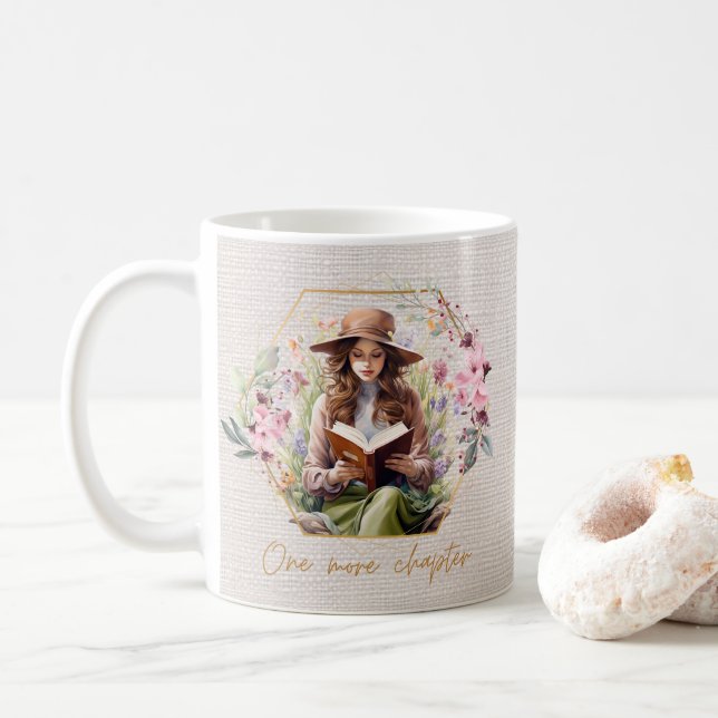 Caneca De Café Mais Um Capítulo Texturizado Em Segundo Plano (Com Donut)