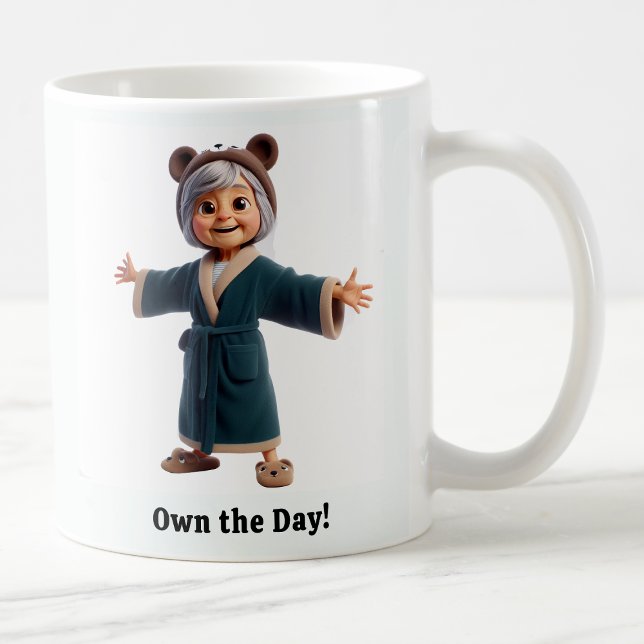 Caneca De Café Mais velho alegre Cidadão em um Robe Cozy (Criador carregado)