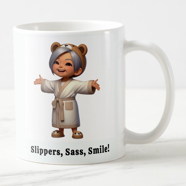 Caneca De Café Mais velho alegre Cidadão em um Robe Cozy (Criador carregado)