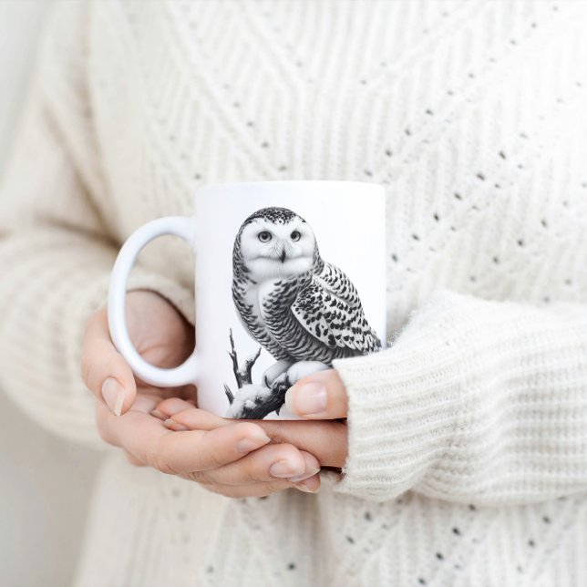 Caneca De Café Majestade Snowy Owl Perched (Criador carregado)