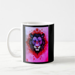 Caneca De Café Majestade Tribal: Lion Geométrico Emblem Impressão