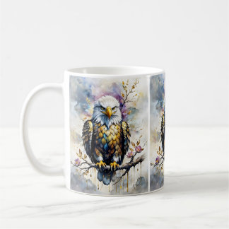 Caneca De Café Majestätischer Adler auf goldener Blütenzweig 