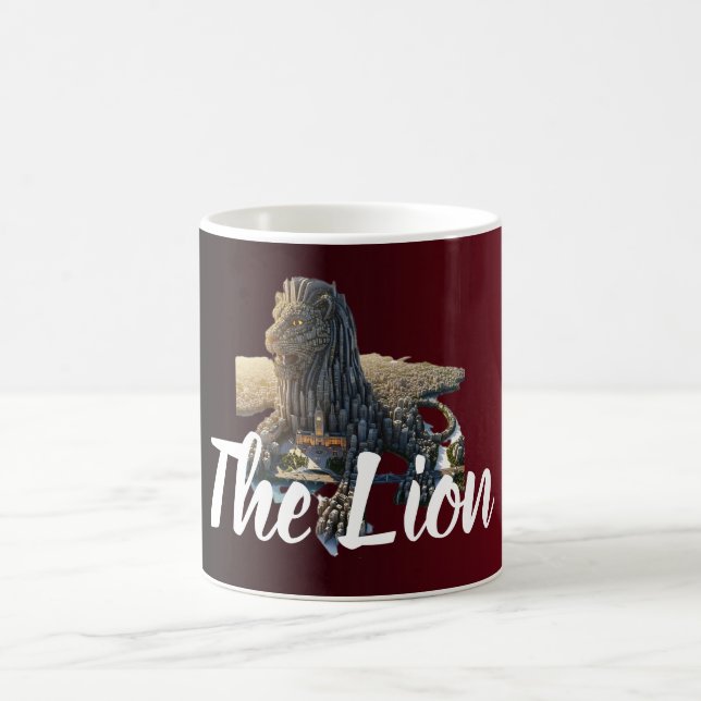 Caneca De Café Majestic Cityscape Lion Spirit Animal Coffee Mug (Centro)