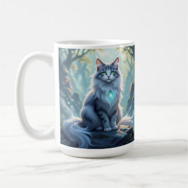 Caneca De Café **Majestic Fantasy Cat with Mystical Aura – High F