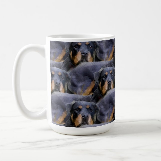 Caneca De Café Majestic Rottweiler: Serenity in Strength (Esquerda)