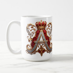 Caneca De Café Majestosa Letra A Ornamentada com Coroa