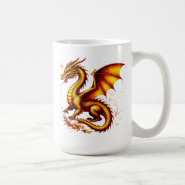 Caneca De Café Majestoso Dragão Dourado Com Escamas Douradas