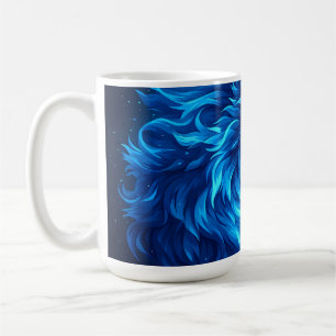 Caneca De Café Majestoso Lobo Azul Brilhante Arte de Fantasia da