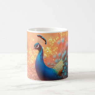 Caneca De Café Majestoso Pavão com Plumagem Vibrante
