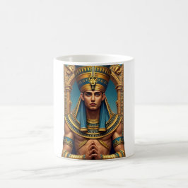 Caneca De Café Majestoso Retrato de Faraó: Antigo E Dourado & Azu