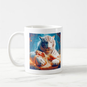 Caneca De Café Majestoso Slumber: Princesa e Tigre Branco