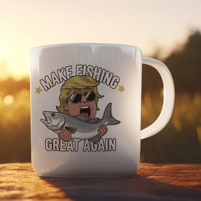 Caneca De Café Make Fishing Great Again Trump Funny Fisherman (Criador carregado)