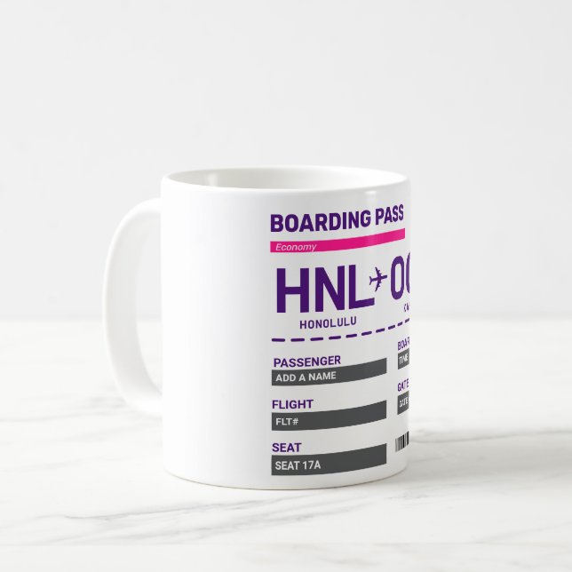 Caneca De Café Make Your Own Boarding Pass Mug (Frente Esquerda)