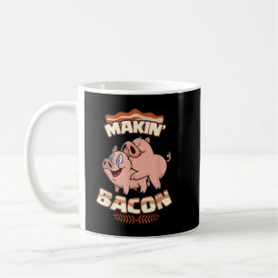 Caneca De Café Makin' Bacon T-shirt, Pig, Meatarian engraçado, Za