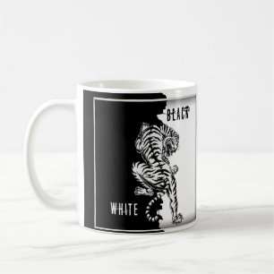 Caneca De Café Mala de três folhas com etiqueta de tigre branca