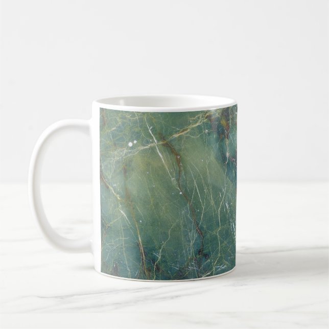Caneca De Café Malachite Verde Marble Textura Detalhada (Esquerda)