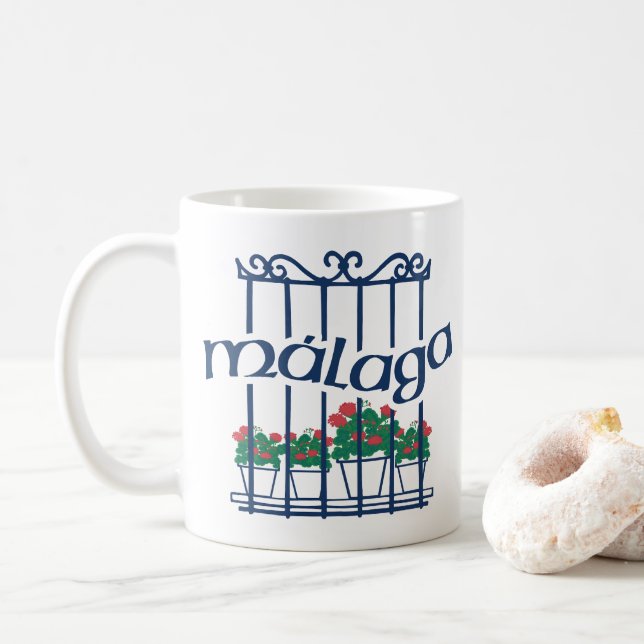 Caneca De Café Malaga, window with flowers (Com Donut)
