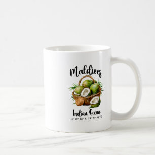 Caneca De Café Maldivas Coco Índico Oceano Ilha Tropical Gps