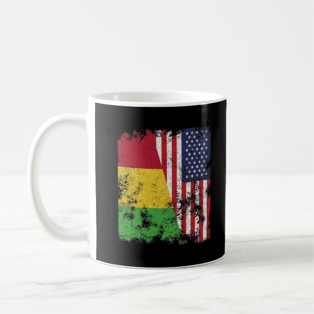 Caneca De Café Mali EUA Flag - Half American (Esquerda)