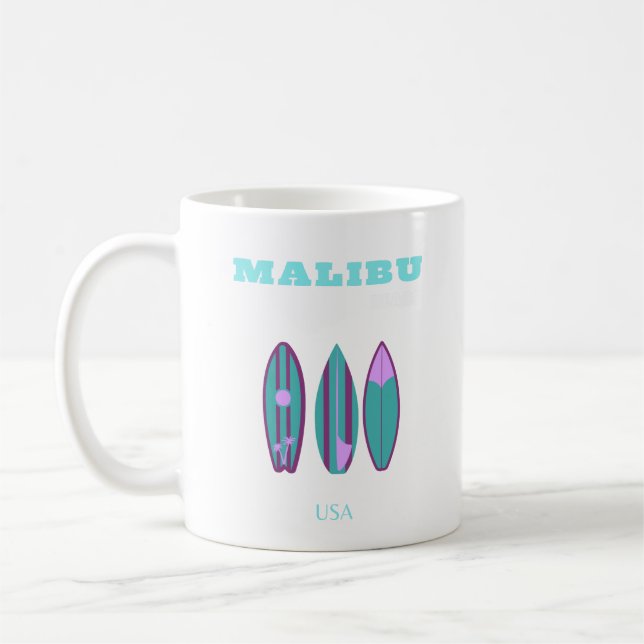 Caneca De Café Malibu, Malibu Beach, California, Preppy, Pink (Esquerda)