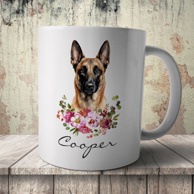 Caneca De Café Malinois belga em aquarela (Criador carregado)