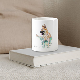 Caneca De Café Malinois Personalizados do German shepherd de Aqua