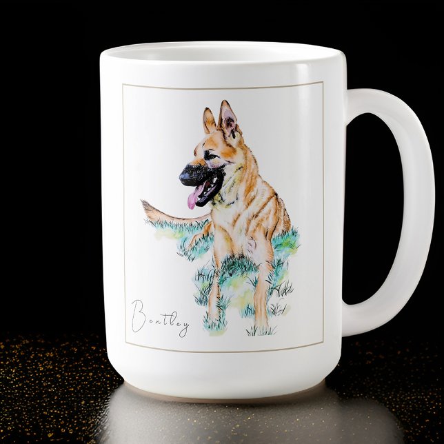 Caneca De Café Malinois Personalizados do German shepherd de Aqua (Criador carregado)